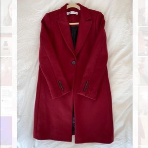Burgundy Wool Zara Coat